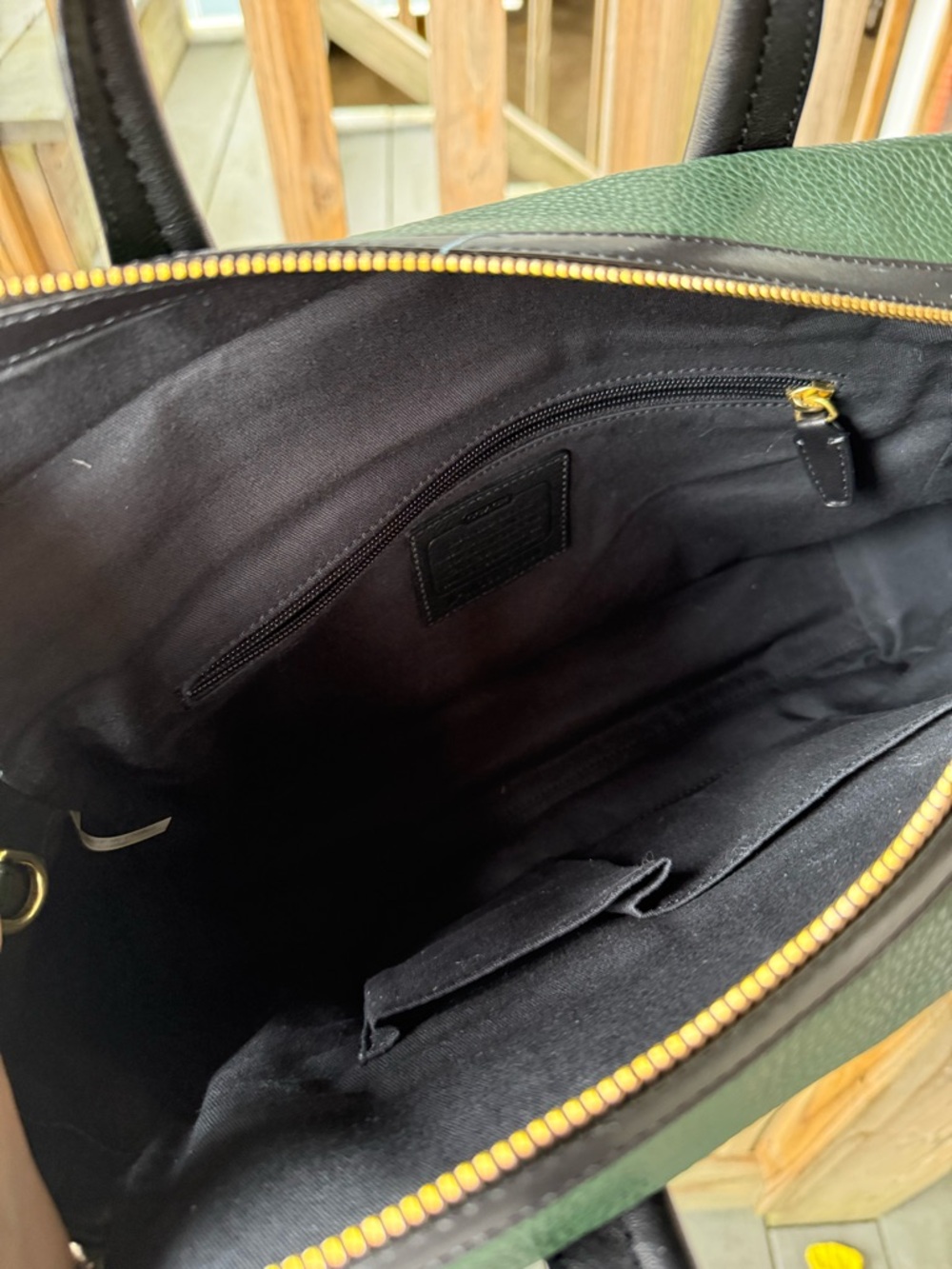 Coach Bleeker Pinnacle Carryall Satchel Crossbody Green Black Tan with COA - Picture 7 of 13